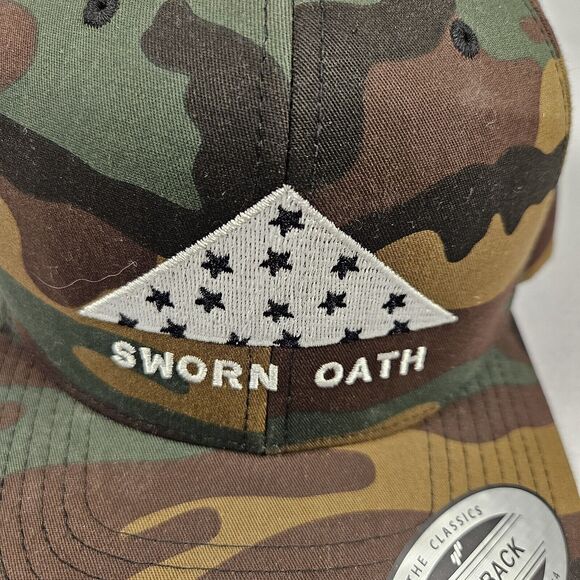 Sworn Oath Camo Military Hat Snapback Embroidered Flag Logo Baseball Cap NEW - Picture 2 of 11